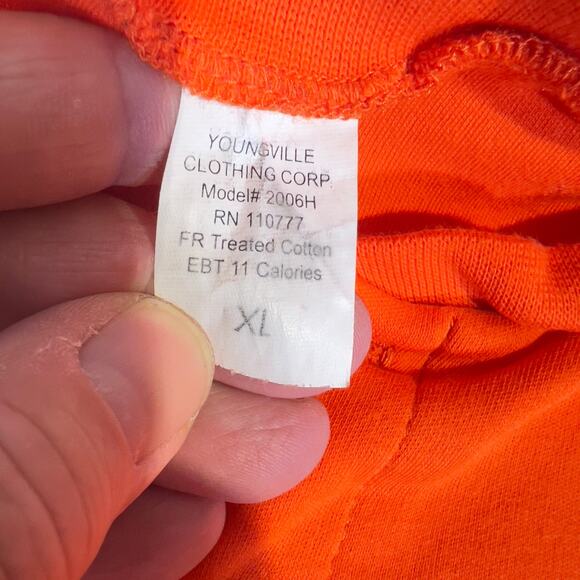 Youngville Clothing FR Henley Shirt Men's XL Safety Orange Crew Neck Flame Resis - Picture 2 of 10